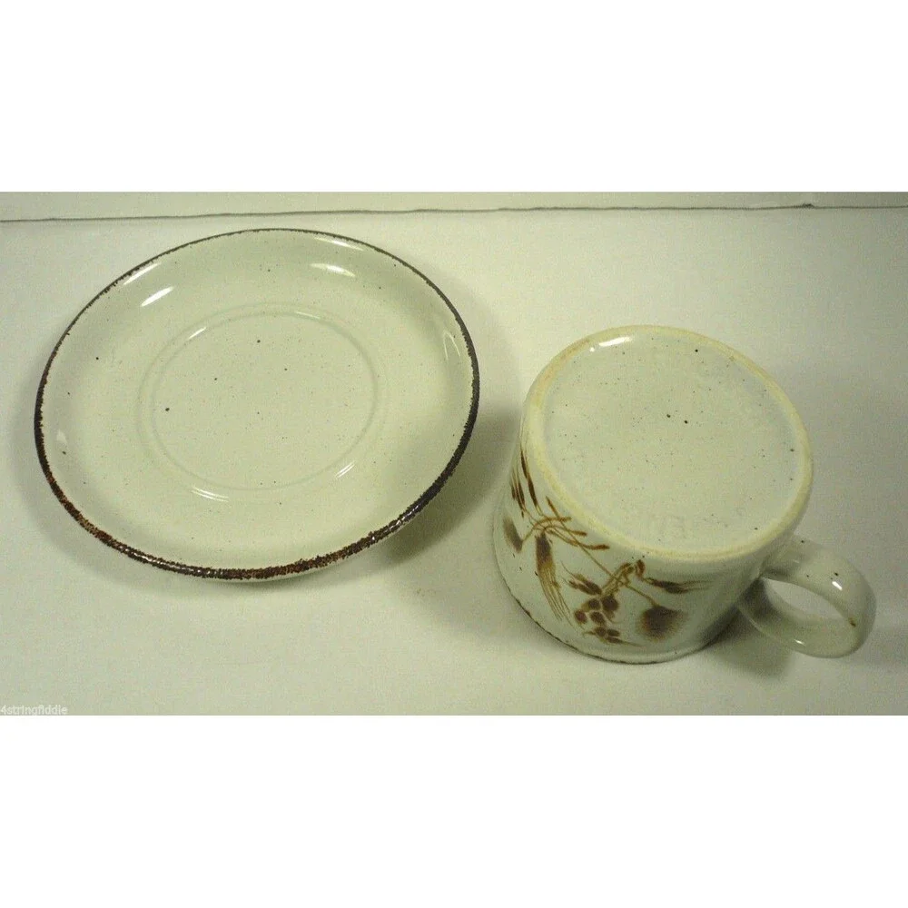 Vintage Midwinter Wild Oats Stonehenge Flat Cup & Saucer England